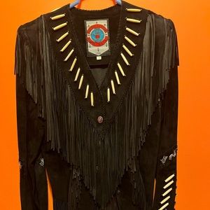 Ren Ellis Renegade Black Suede Fringe Jacket -Size 8